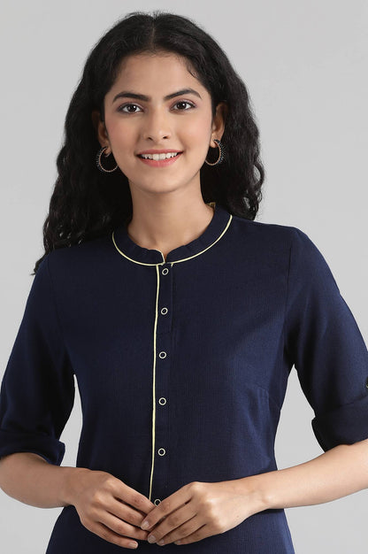 Navy Mandarin Neck kurta