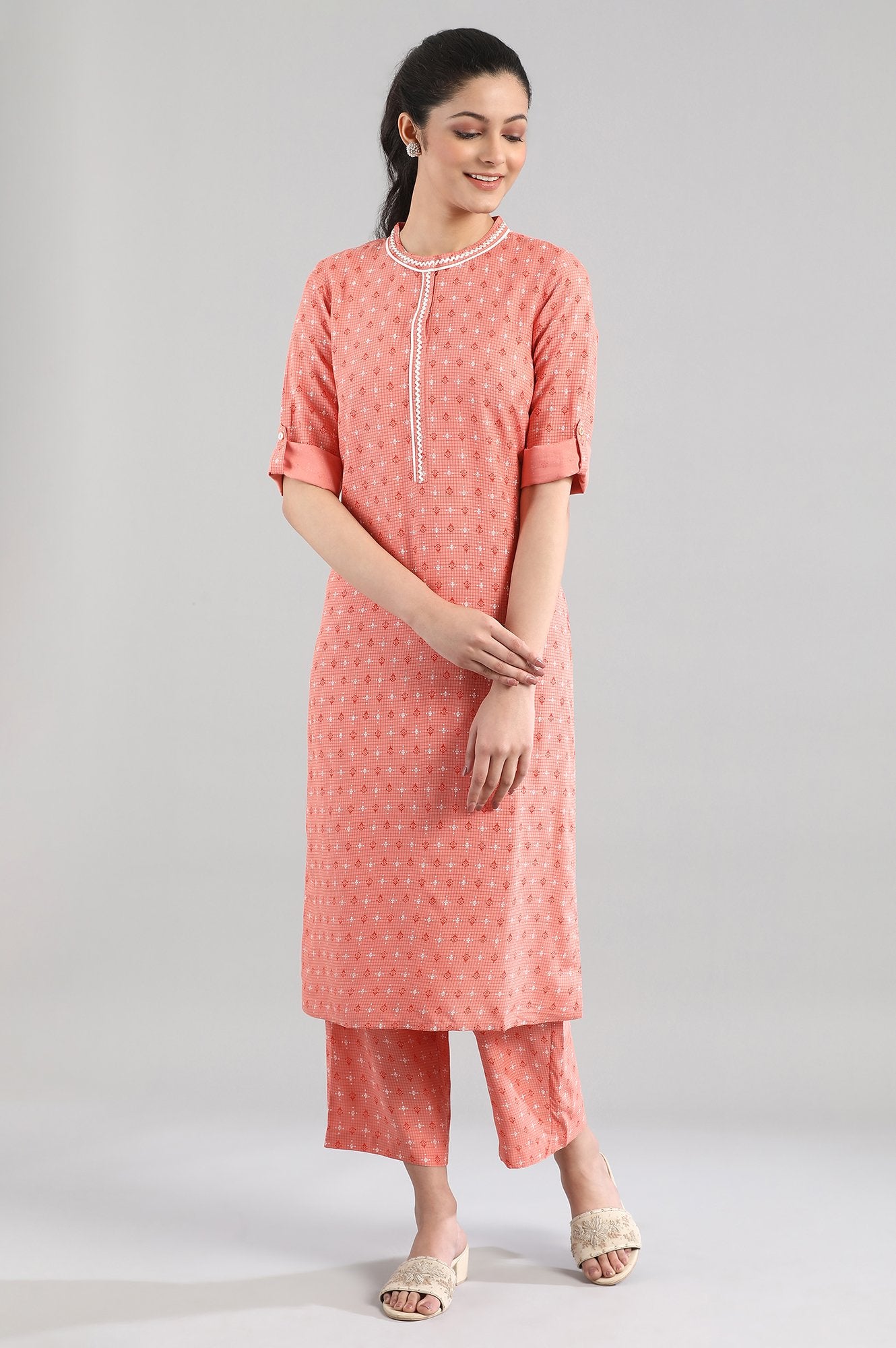 Orange Printed kurta