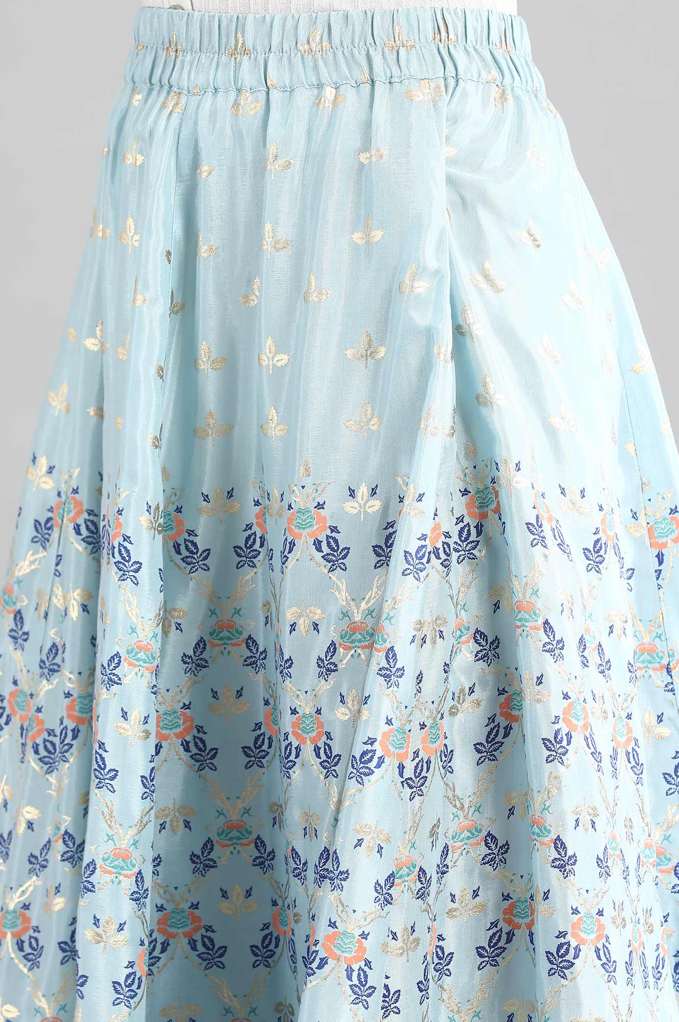 Blue kurta-Skirt-Drape Set