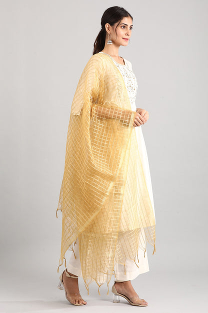 Cream kurta-Palazzo-Dupatta Set