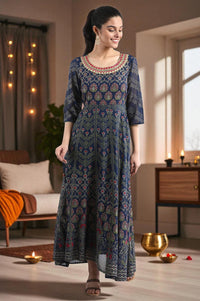 Navy Blue Georgette Dress
