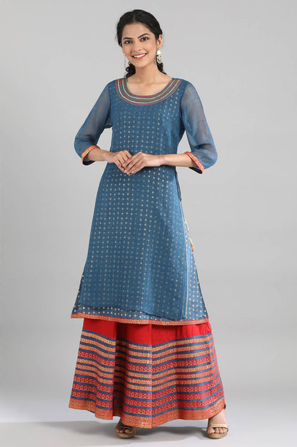 Blue Festive kurta Skirt Set