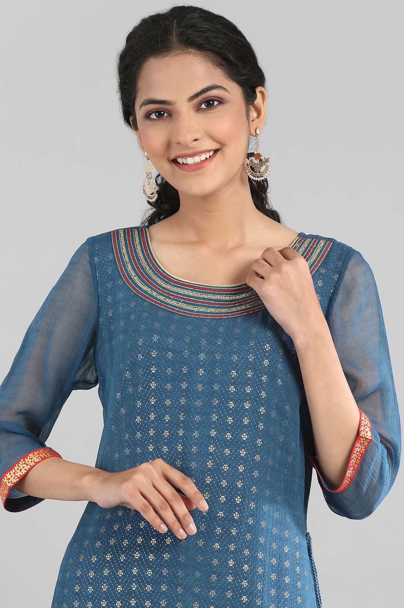 Blue Festive kurta Skirt Set