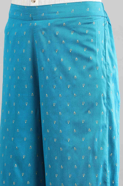 Royal Blue kurta-Palazzo- Gold Dupatta Set