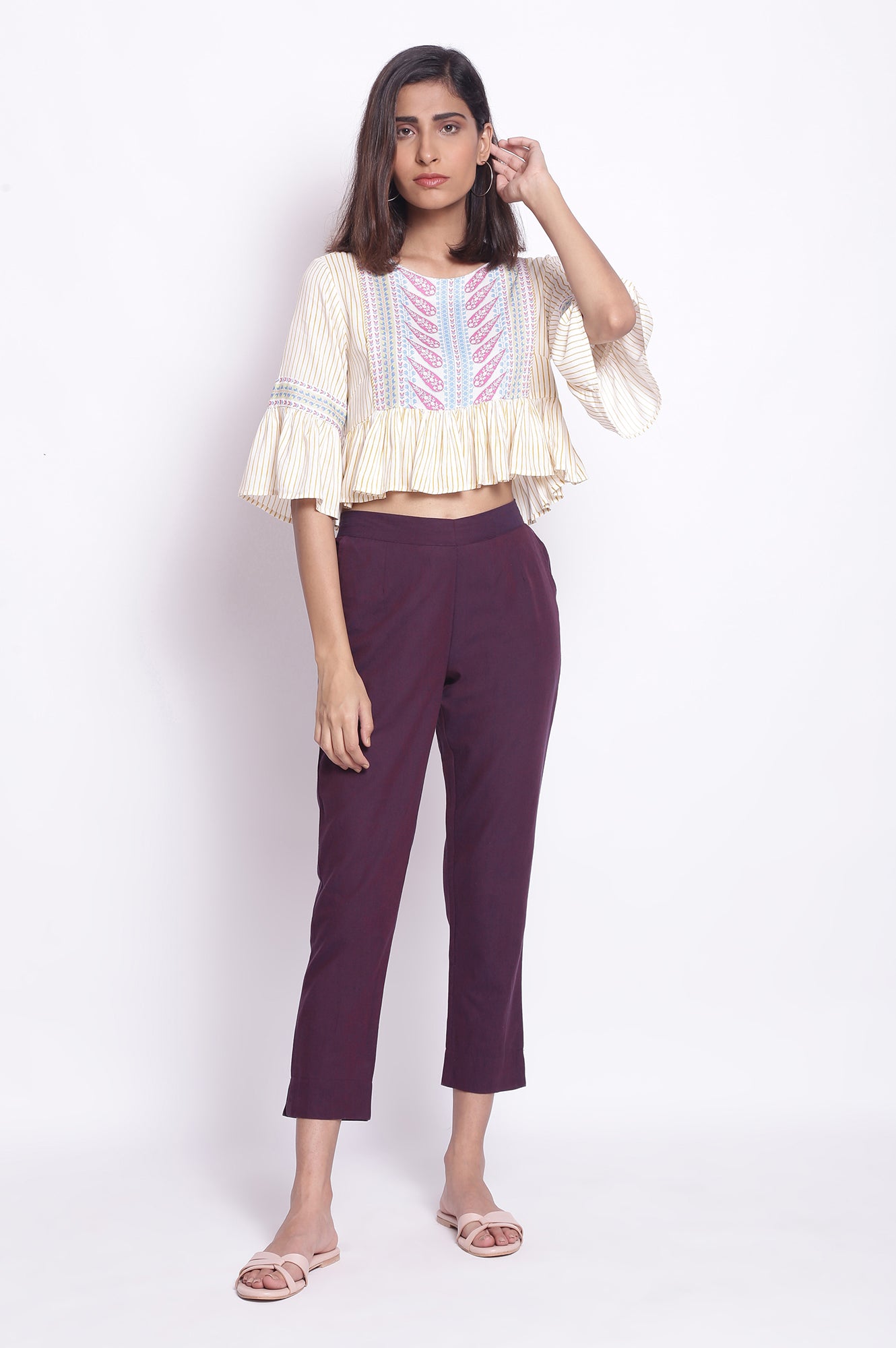 Purple Indo-Western Trouser Pants