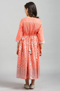 Peach Gathered Dress