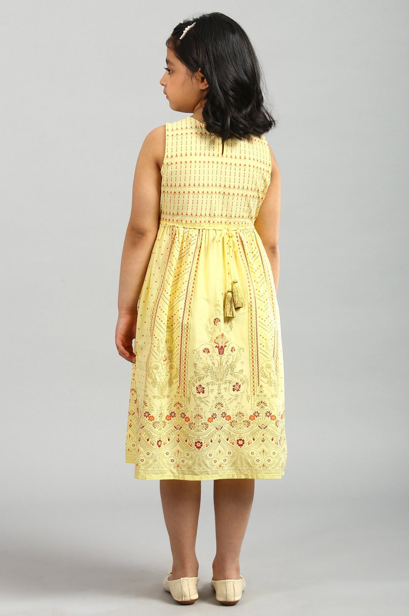 Yellow Cotton Printed Dress