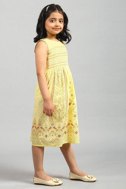 Yellow Cotton Printed Dress