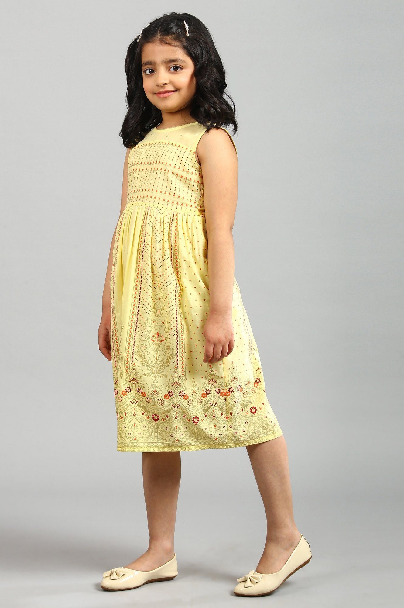 Yellow Cotton Printed Dress