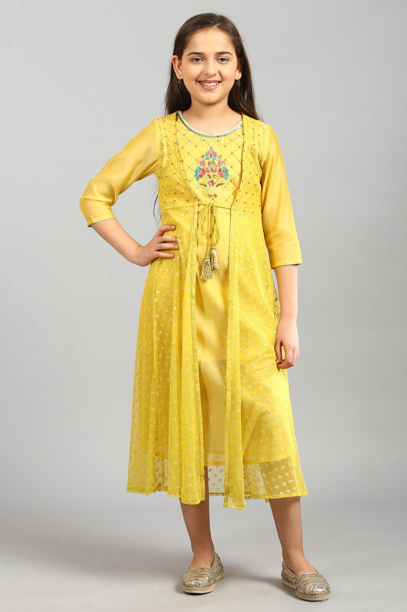 Yellow Short Dress-Gillet Girls Set