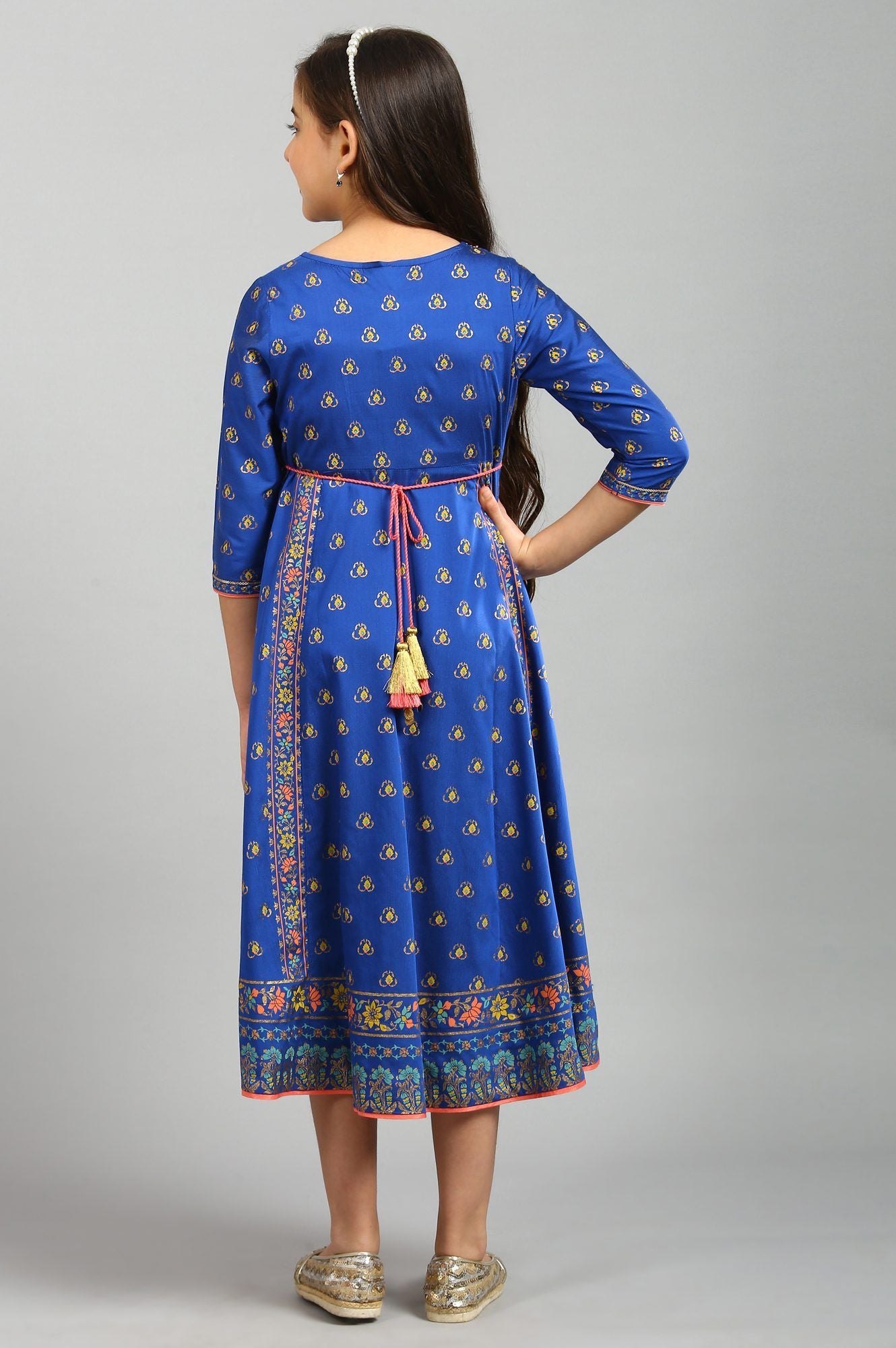 Blue Calf Length Dress