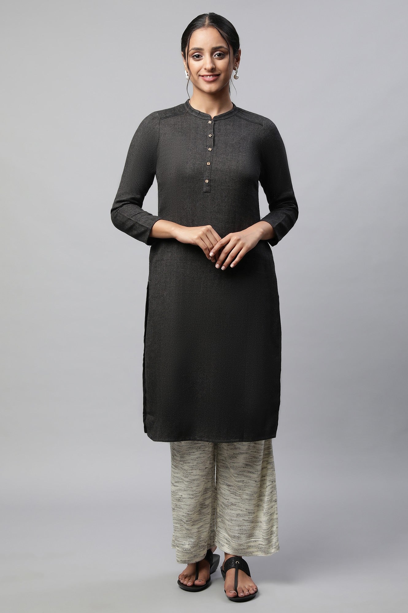 Grey Yarn Dyed kurta