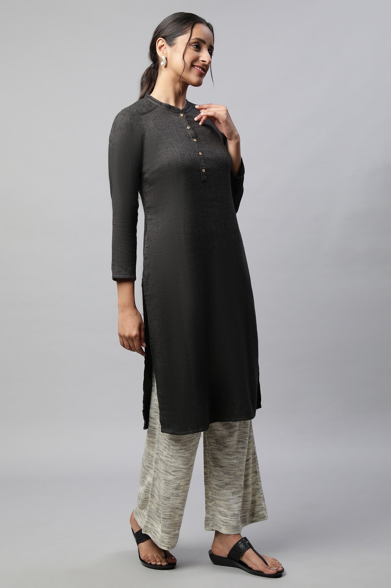 Grey Yarn Dyed kurta