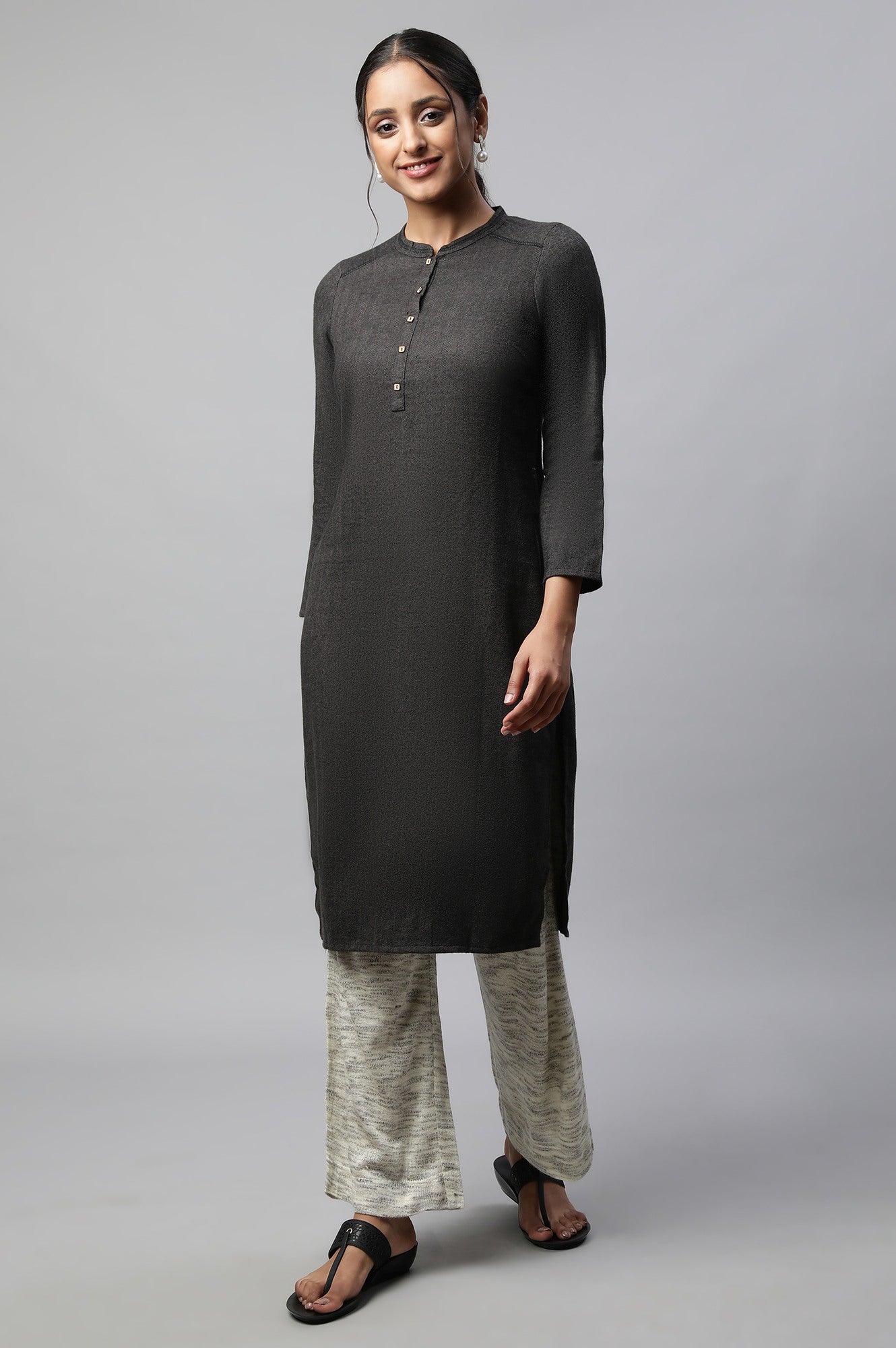 Grey Yarn Dyed kurta