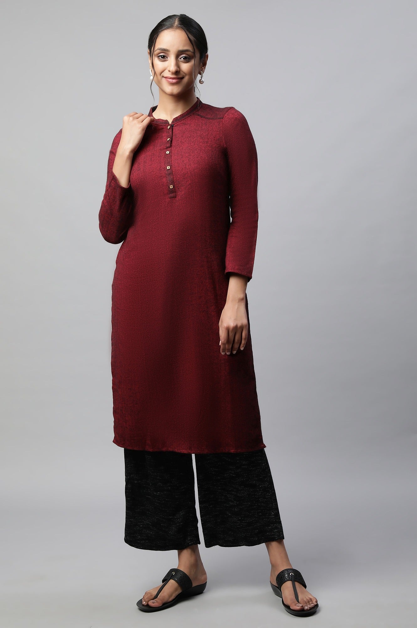 Red Yarn Dyed kurta