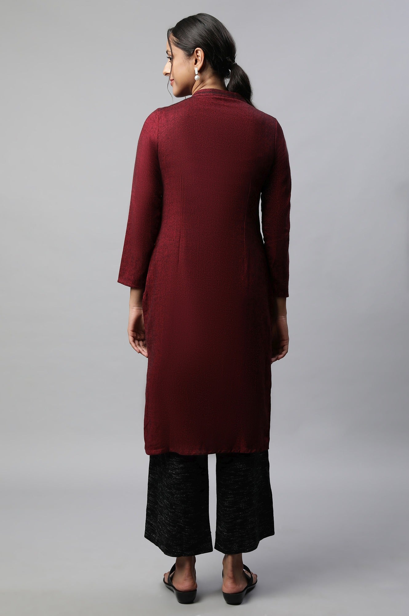 Red Yarn Dyed kurta