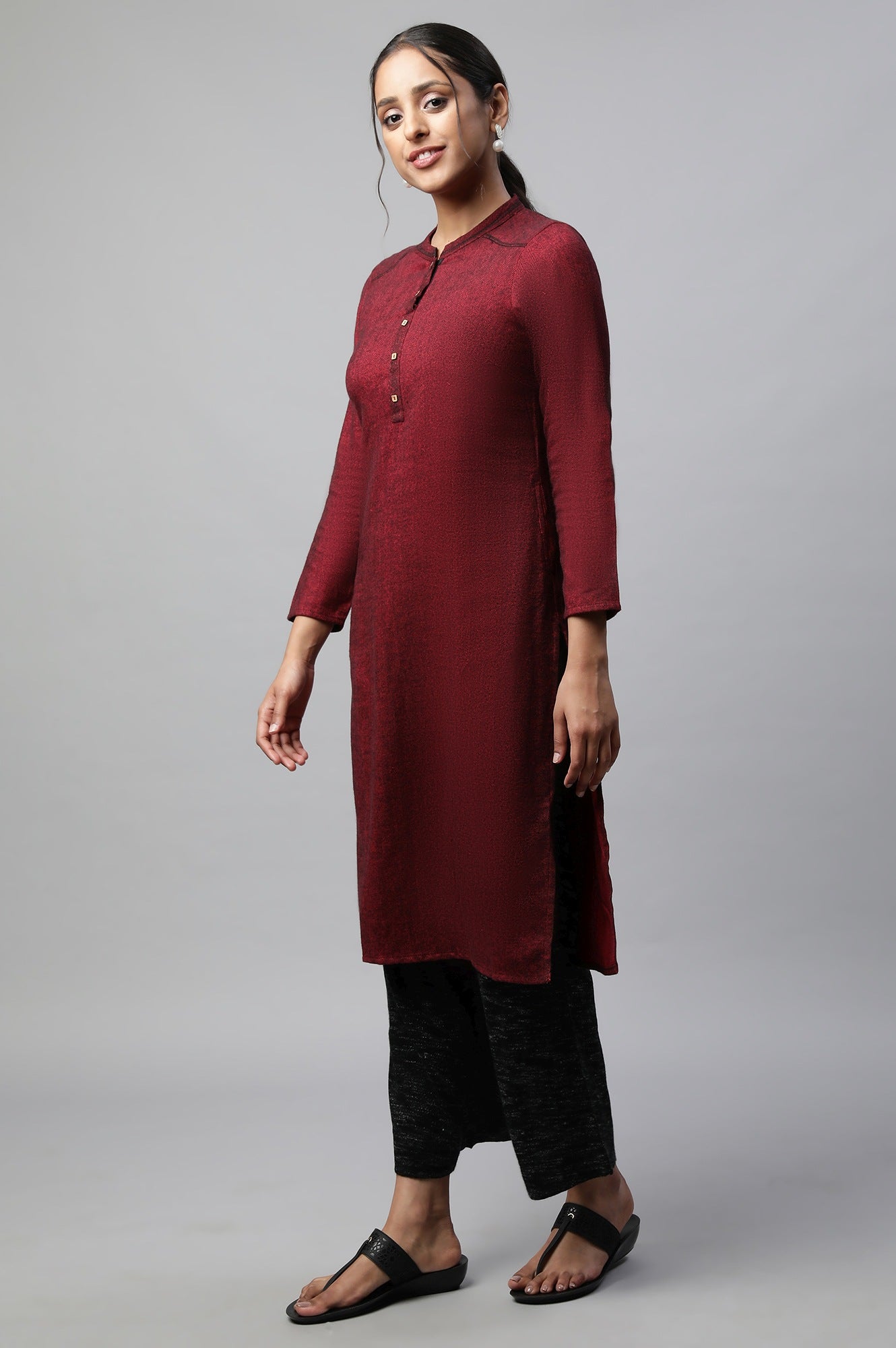 Red Yarn Dyed kurta