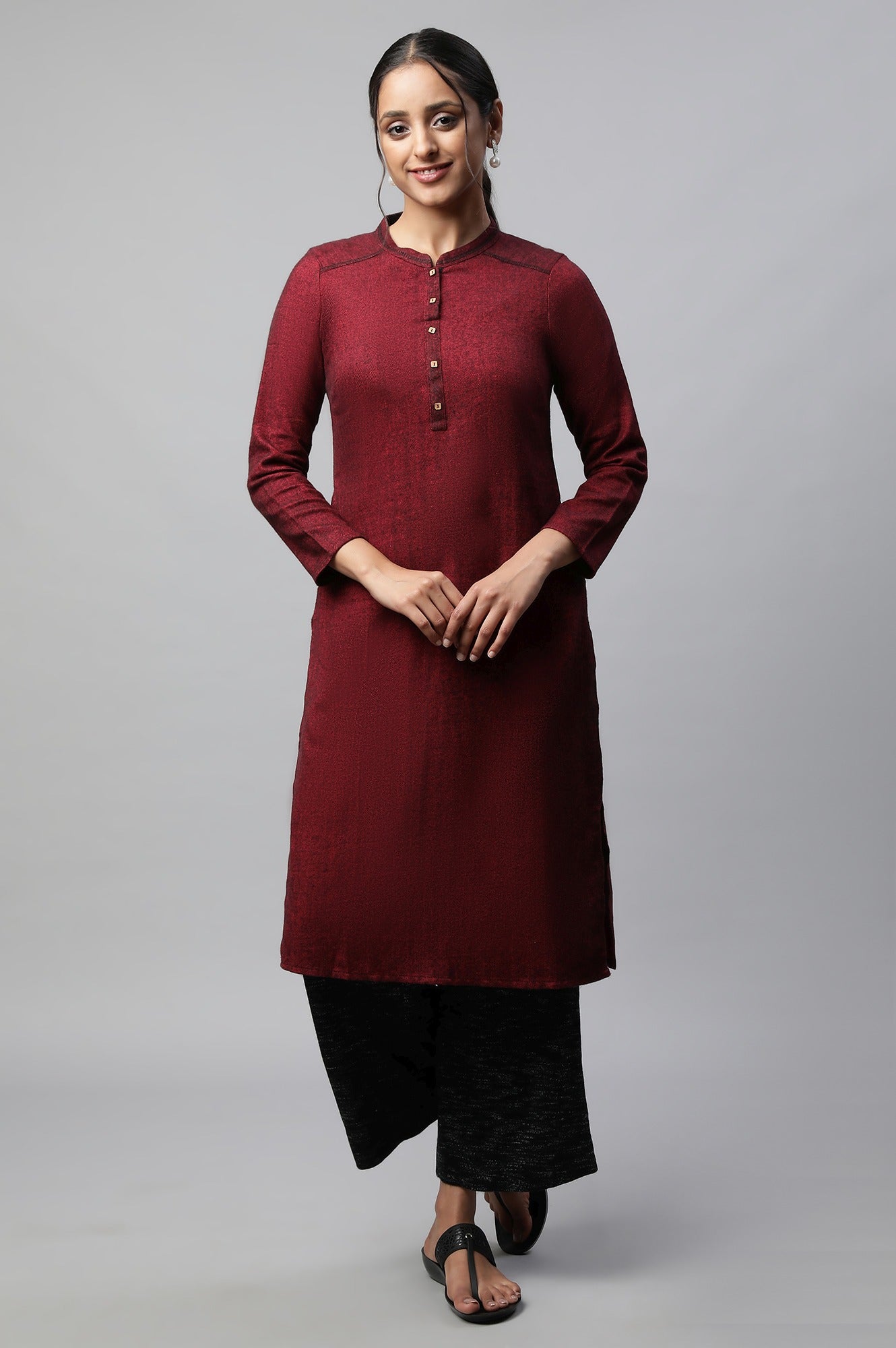 Red Yarn Dyed kurta