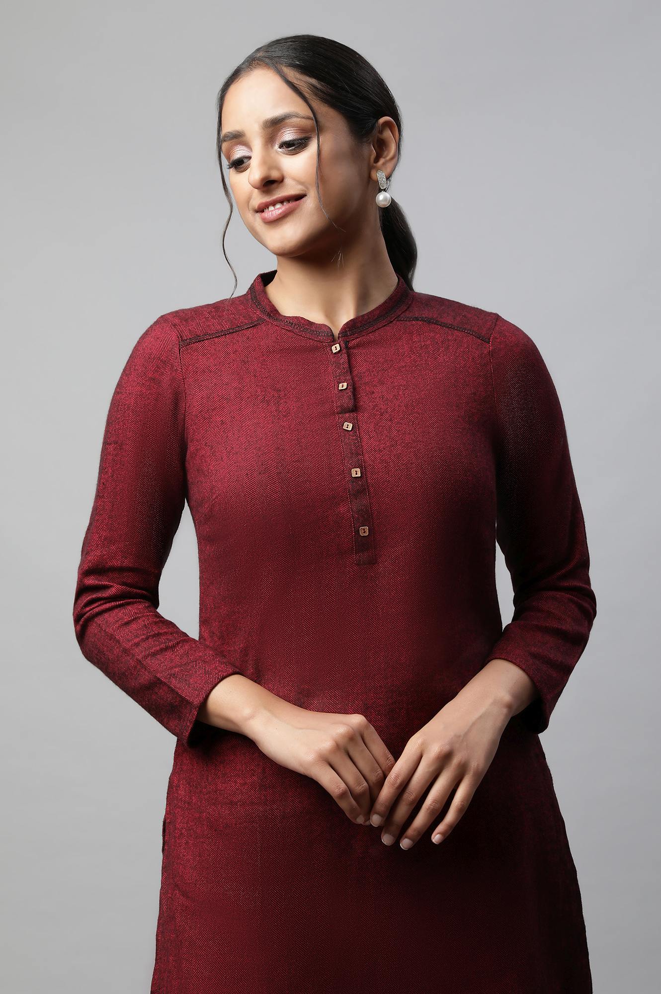 Red Yarn Dyed kurta