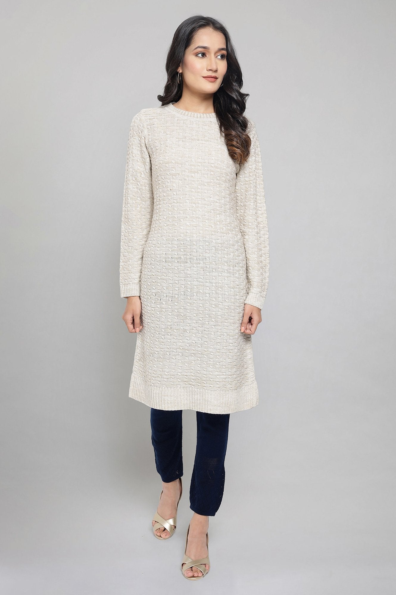 Beige Winter kurta