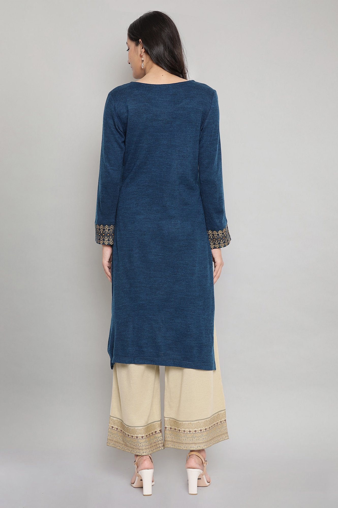 Blue Festive Winter kurta