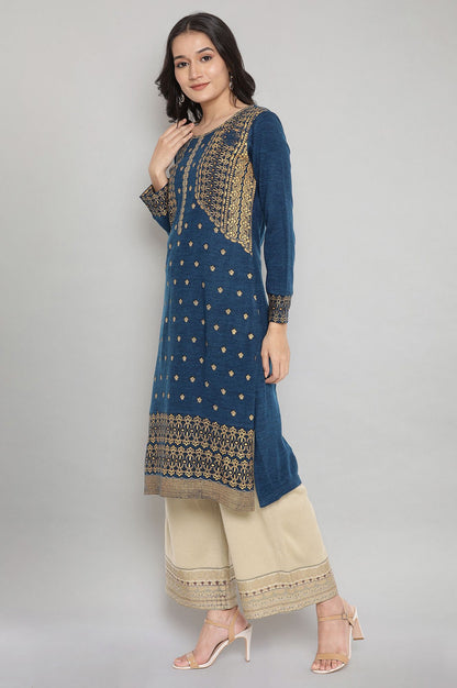 Blue Festive Winter kurta