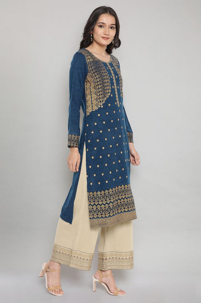 Blue Festive Winter kurta