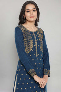 Blue Festive Winter kurta