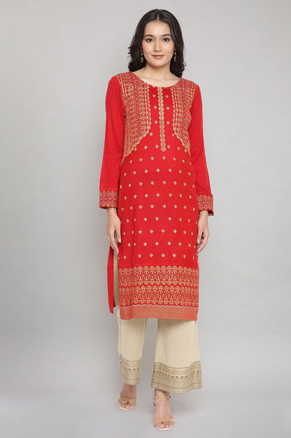 Red Festive Winter kurta