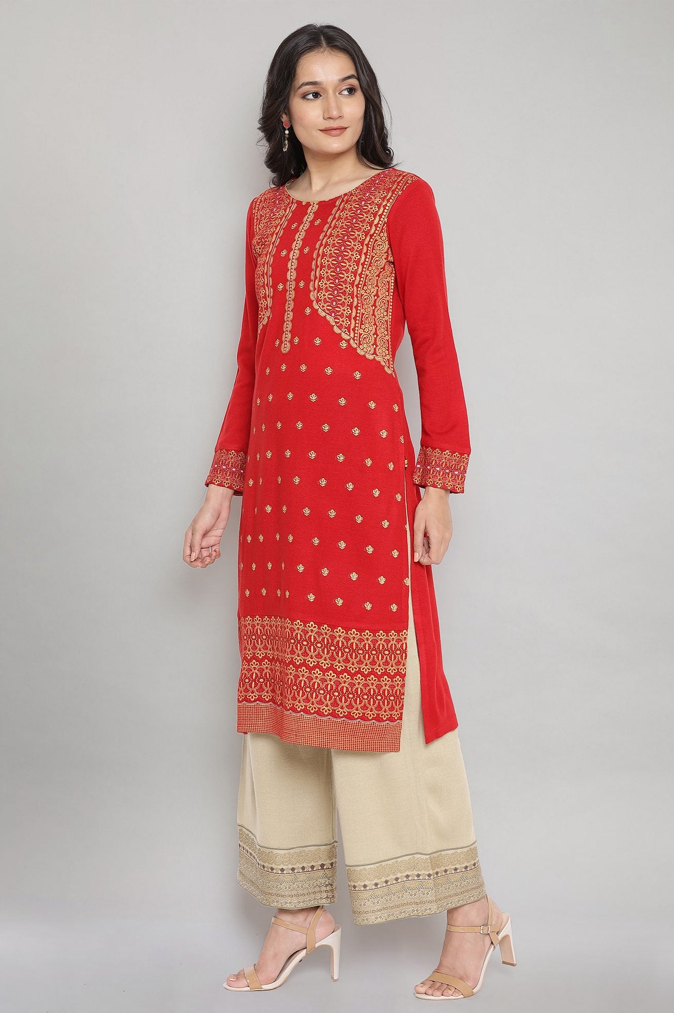 Red Festive Winter kurta