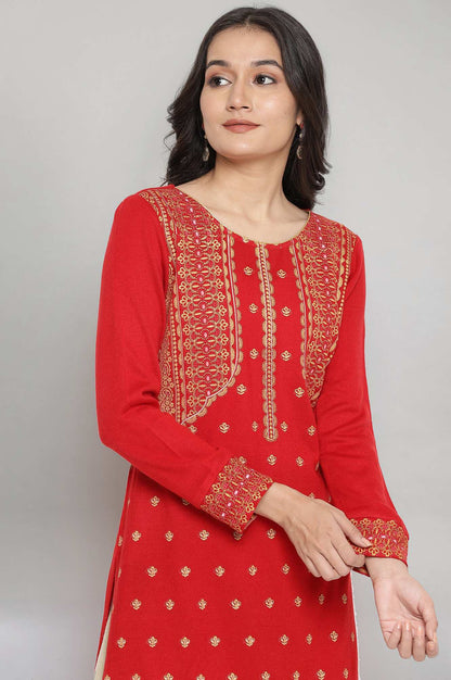 Red Festive Winter kurta