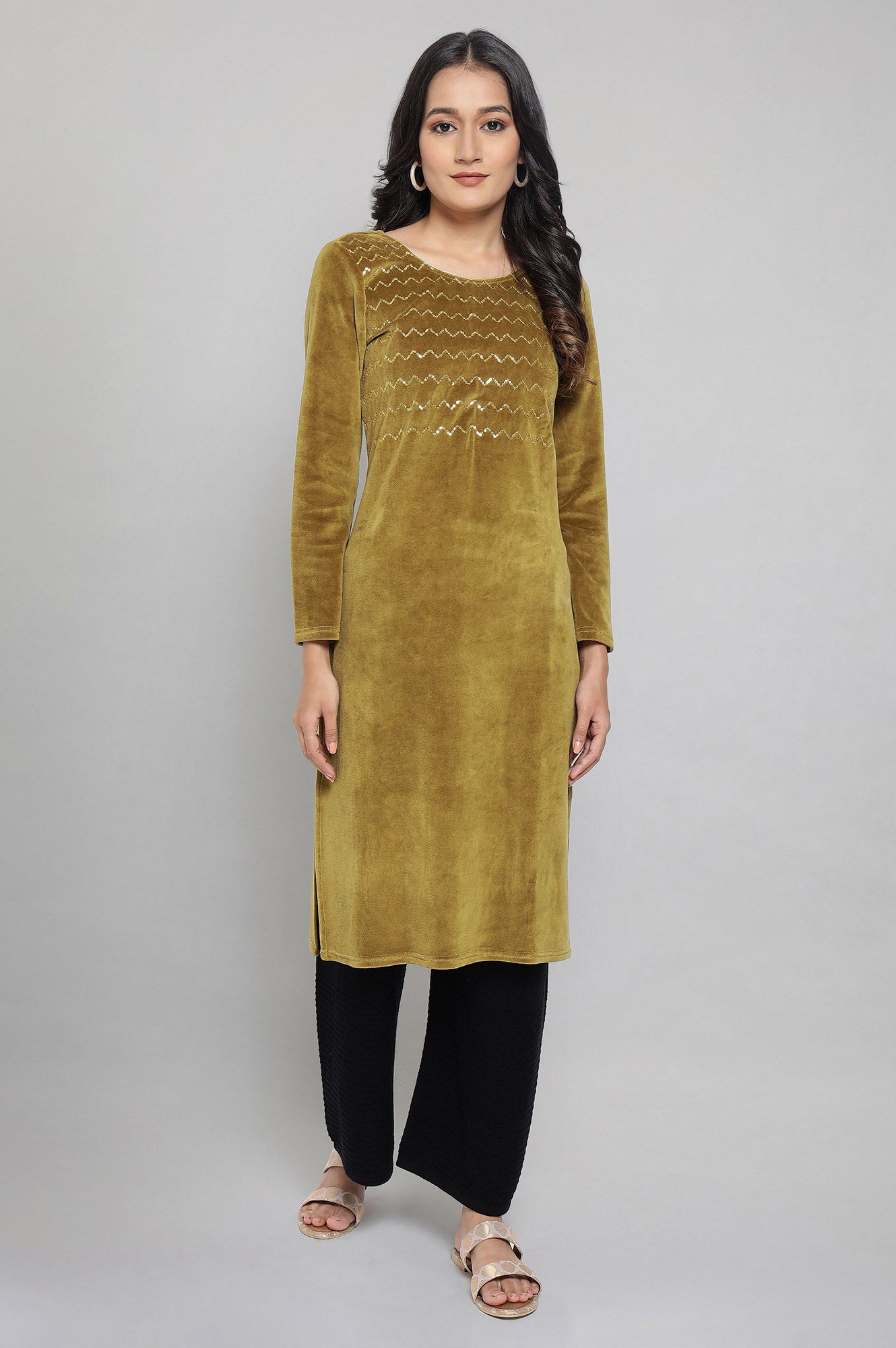 Green Embellished kurta