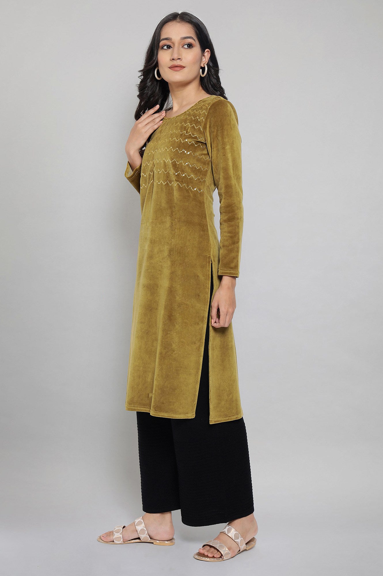 Green Embellished kurta