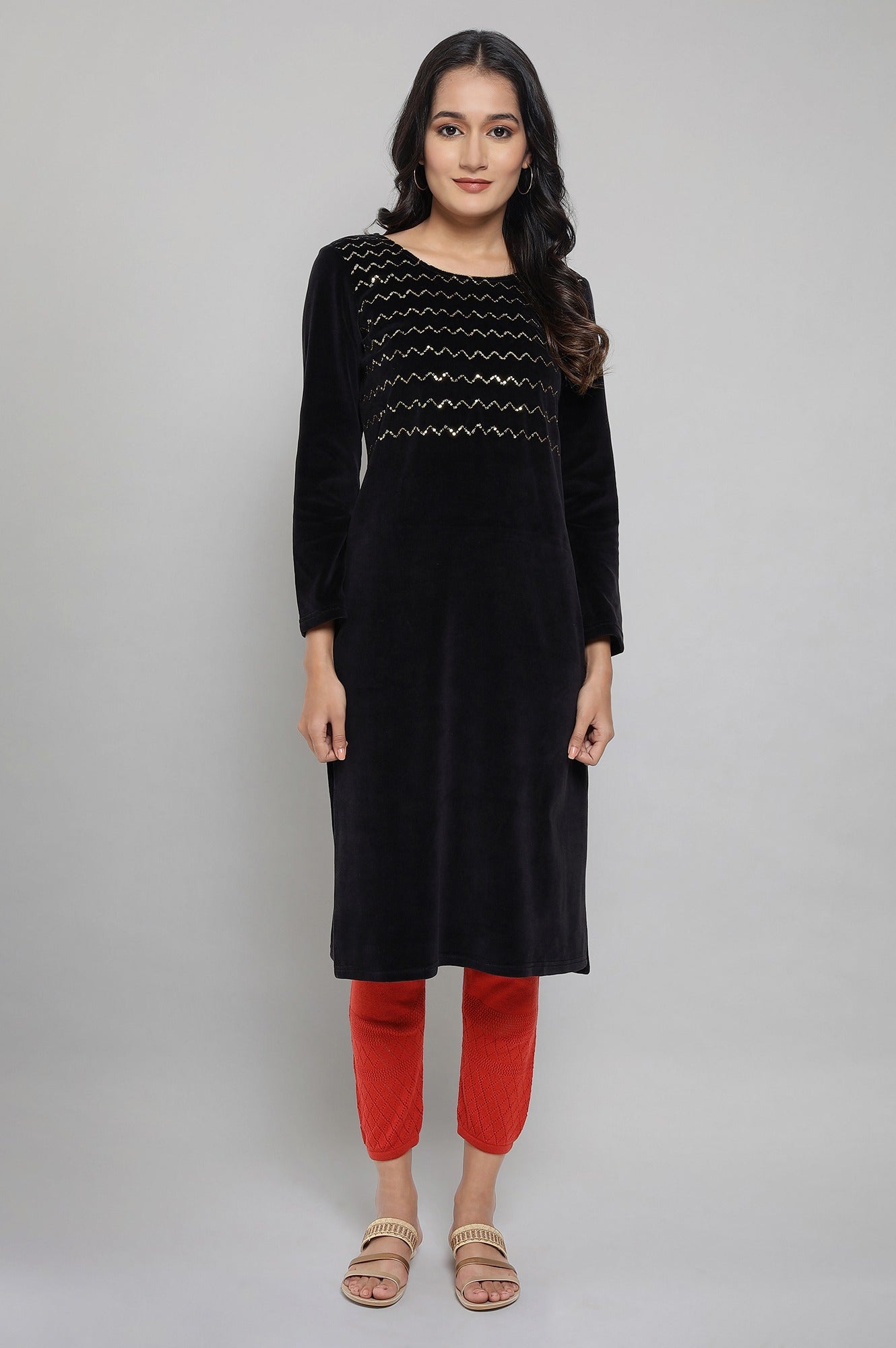 Black Embellished kurta