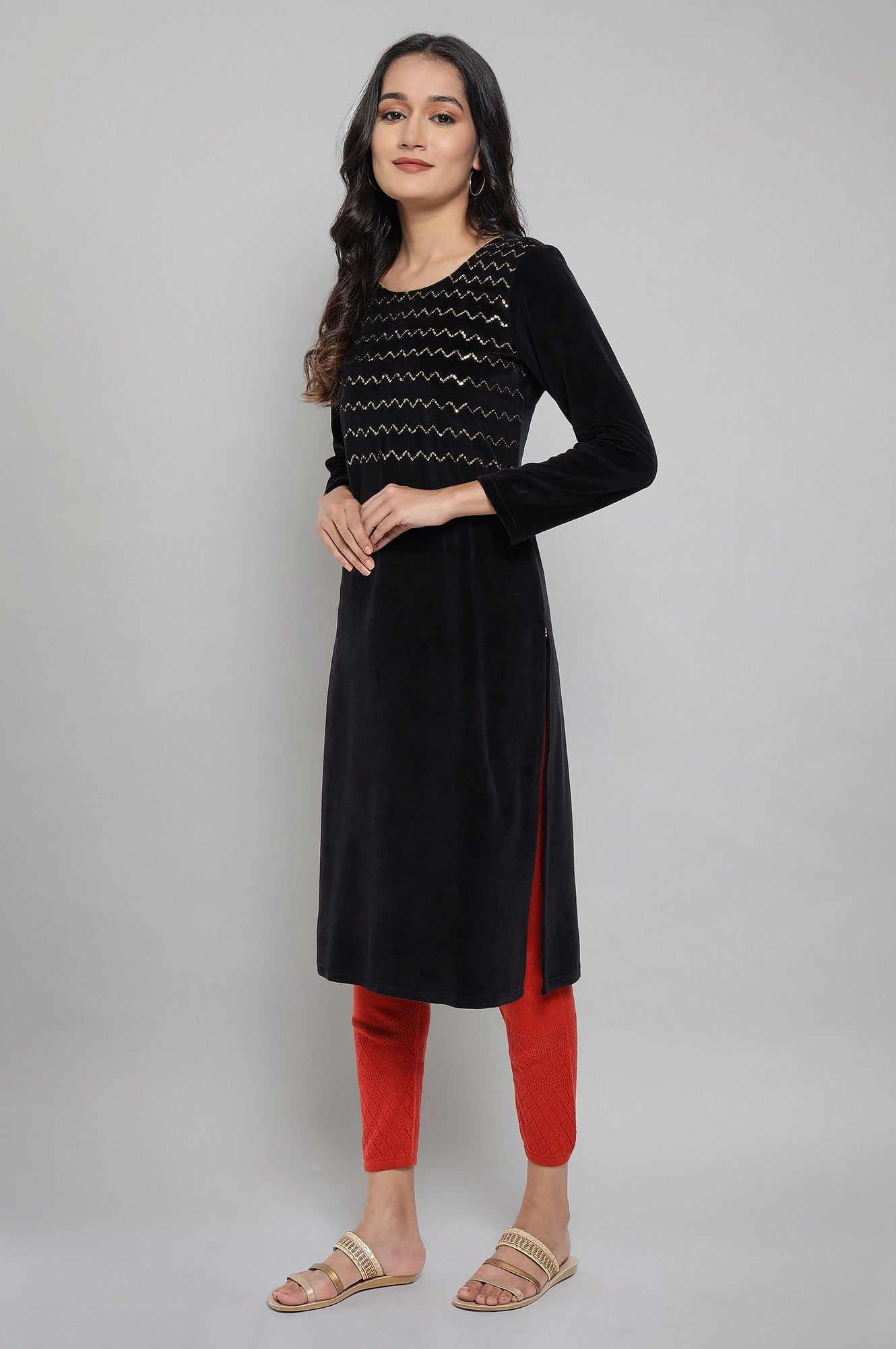 Black Embellished kurta