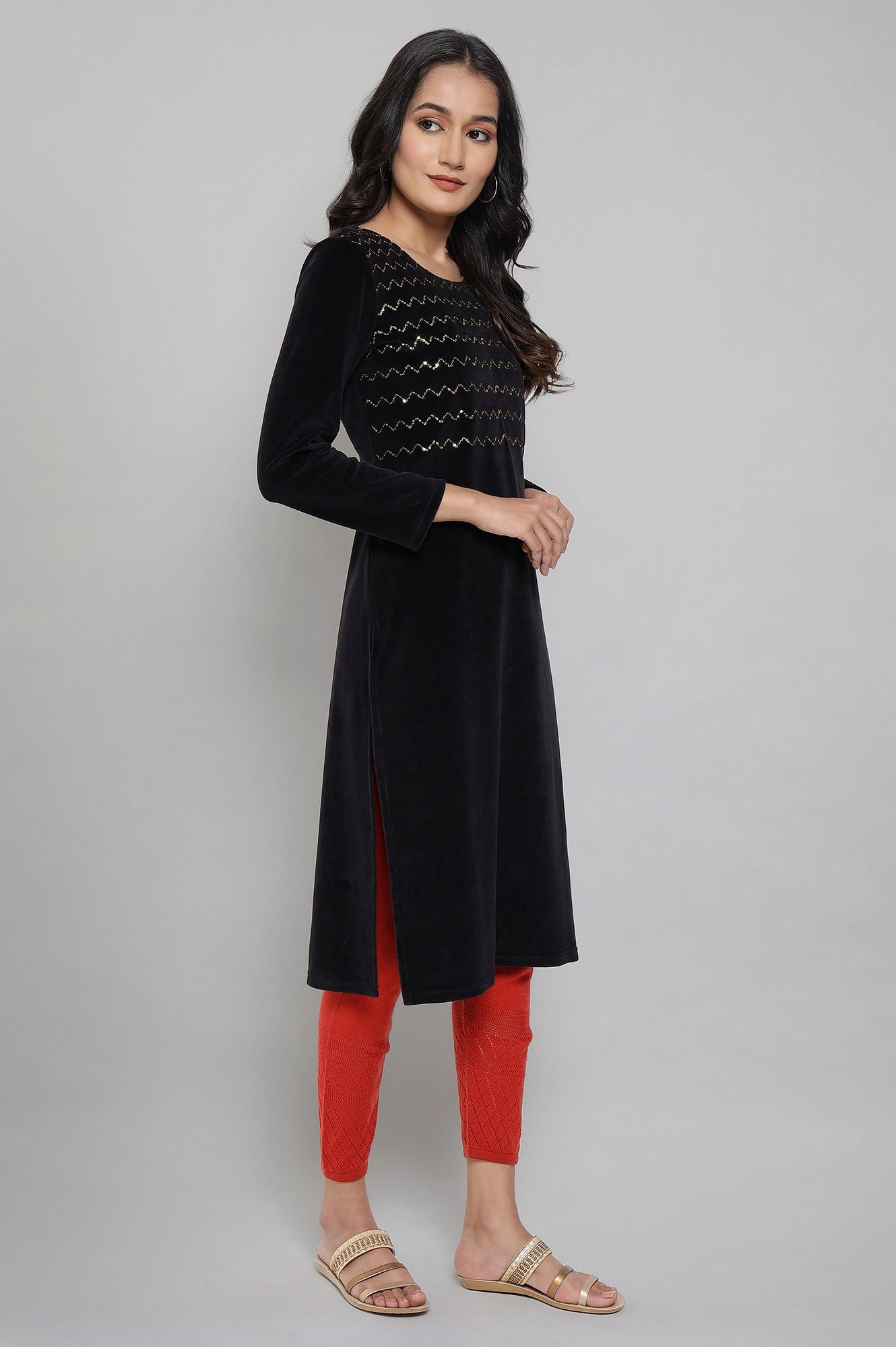 Black Embellished kurta