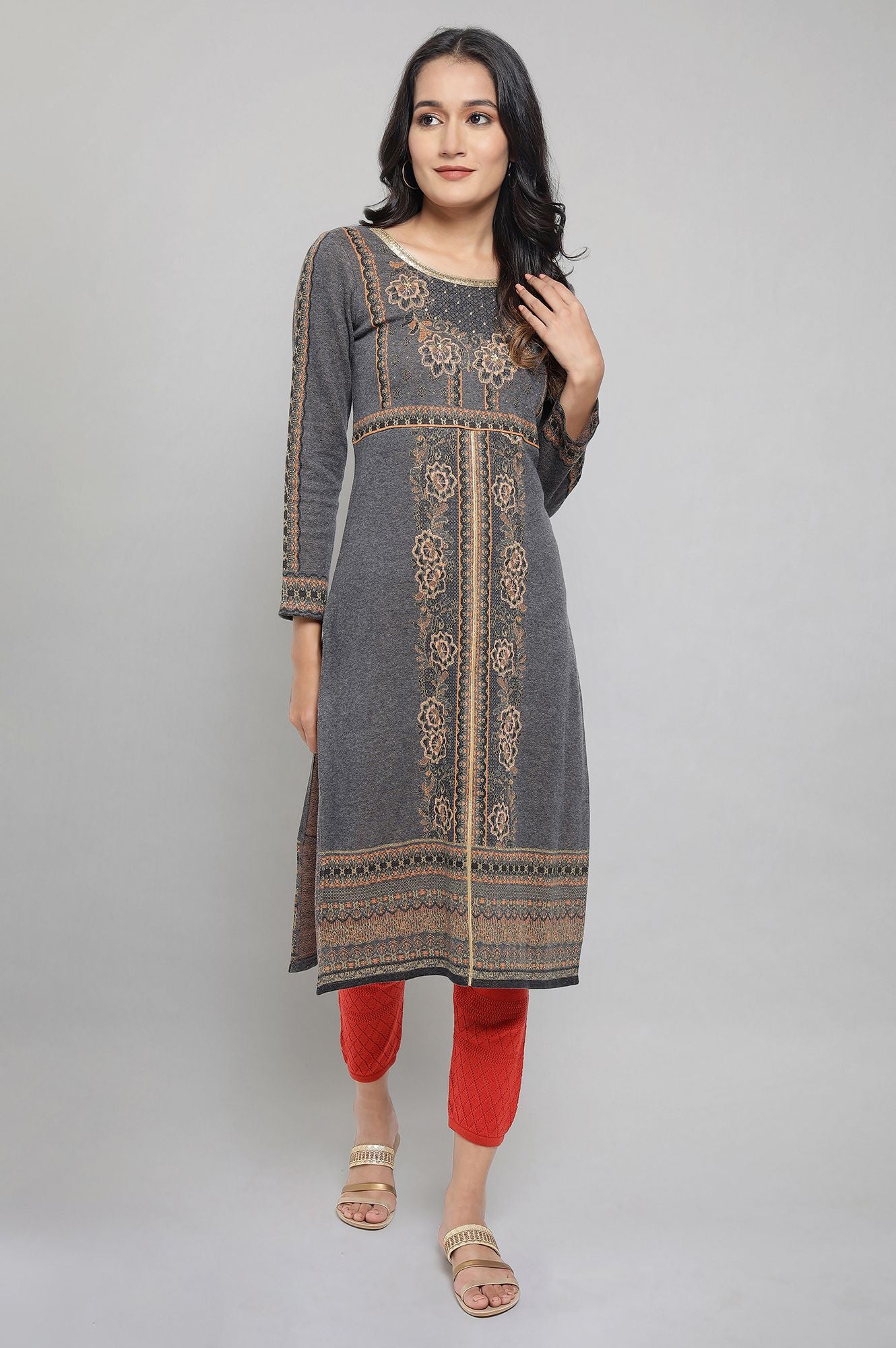 Grey Winter kurta