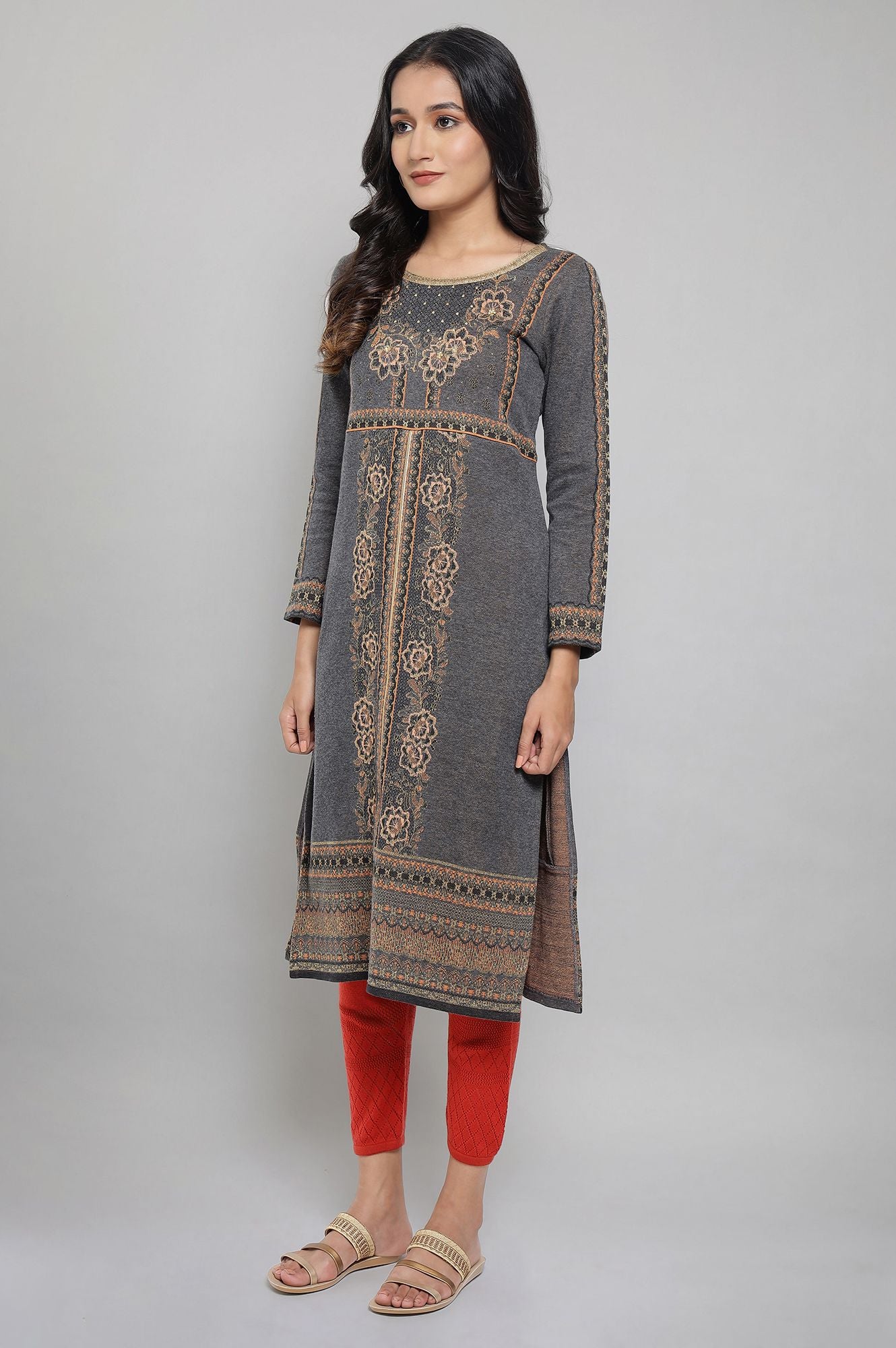 Grey Winter kurta