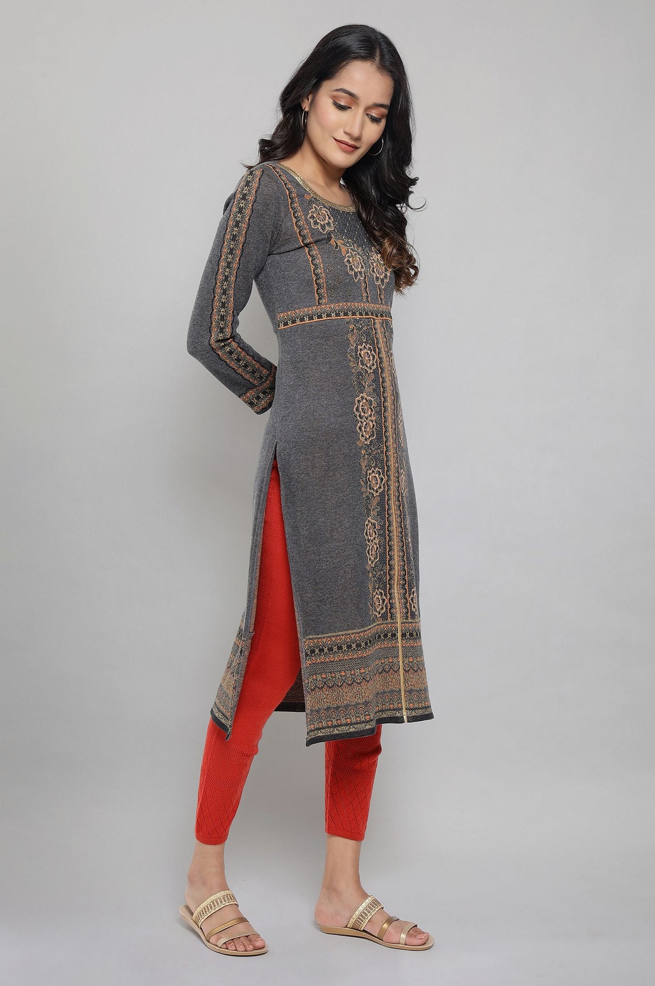 Grey Winter kurta