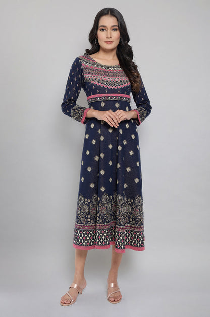 Blue Jacquard Dress