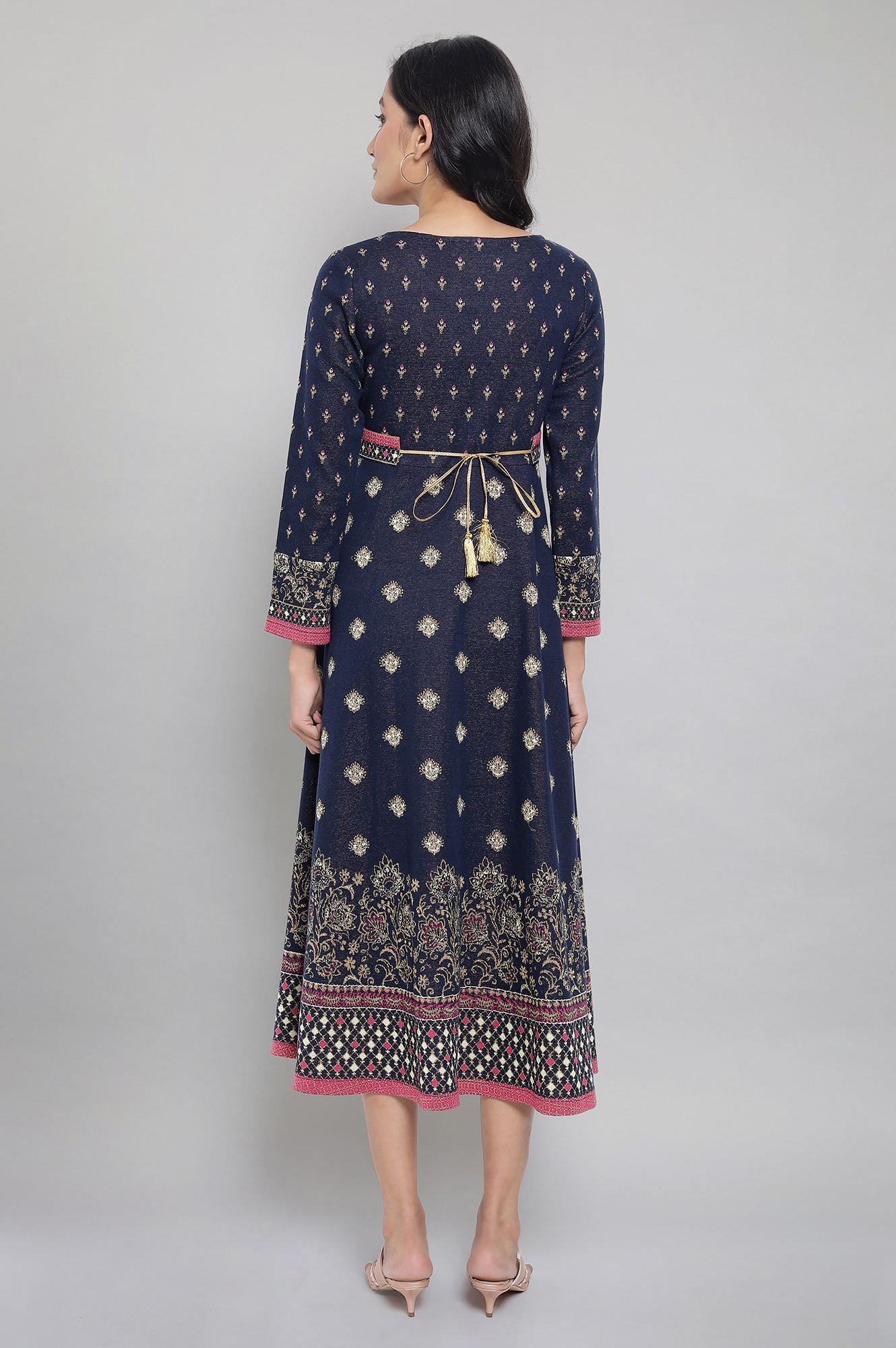 Blue Jacquard Dress