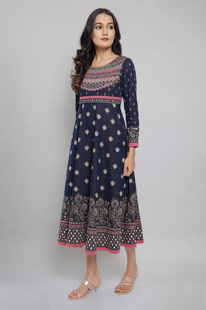 Blue Jacquard Dress