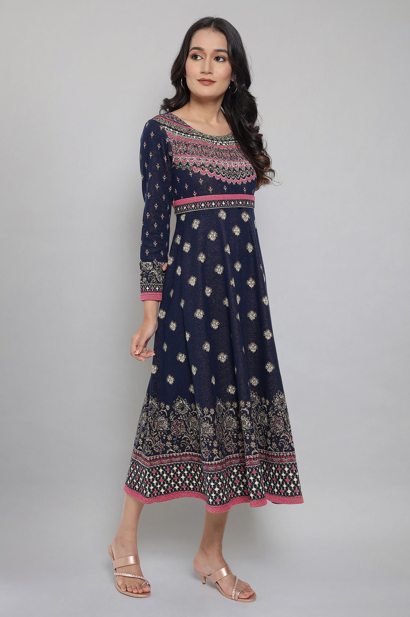 Blue Jacquard Dress