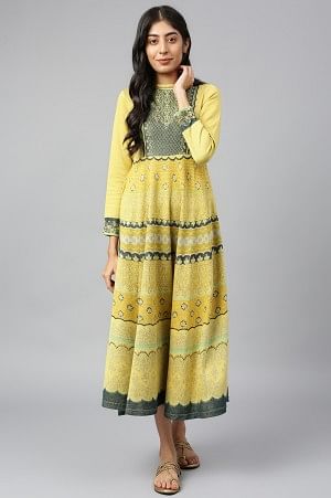 Mustard Jacquard Dress - XS