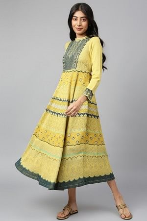 Mustard Jacquard Dress