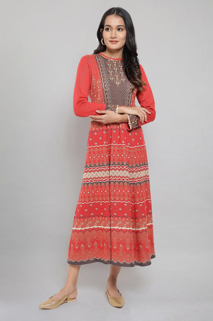 Red Jacquard Dress