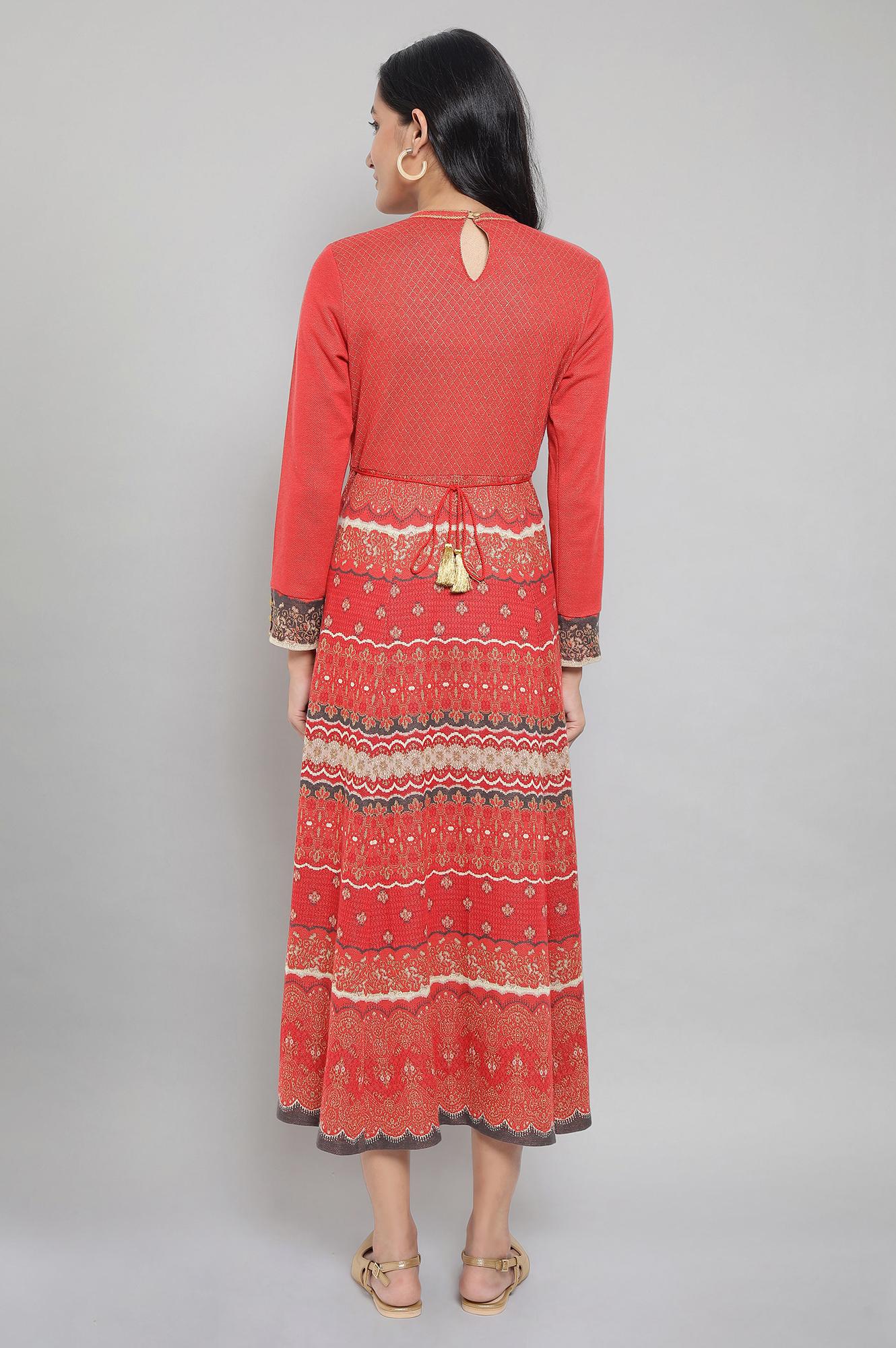 Red Jacquard Dress