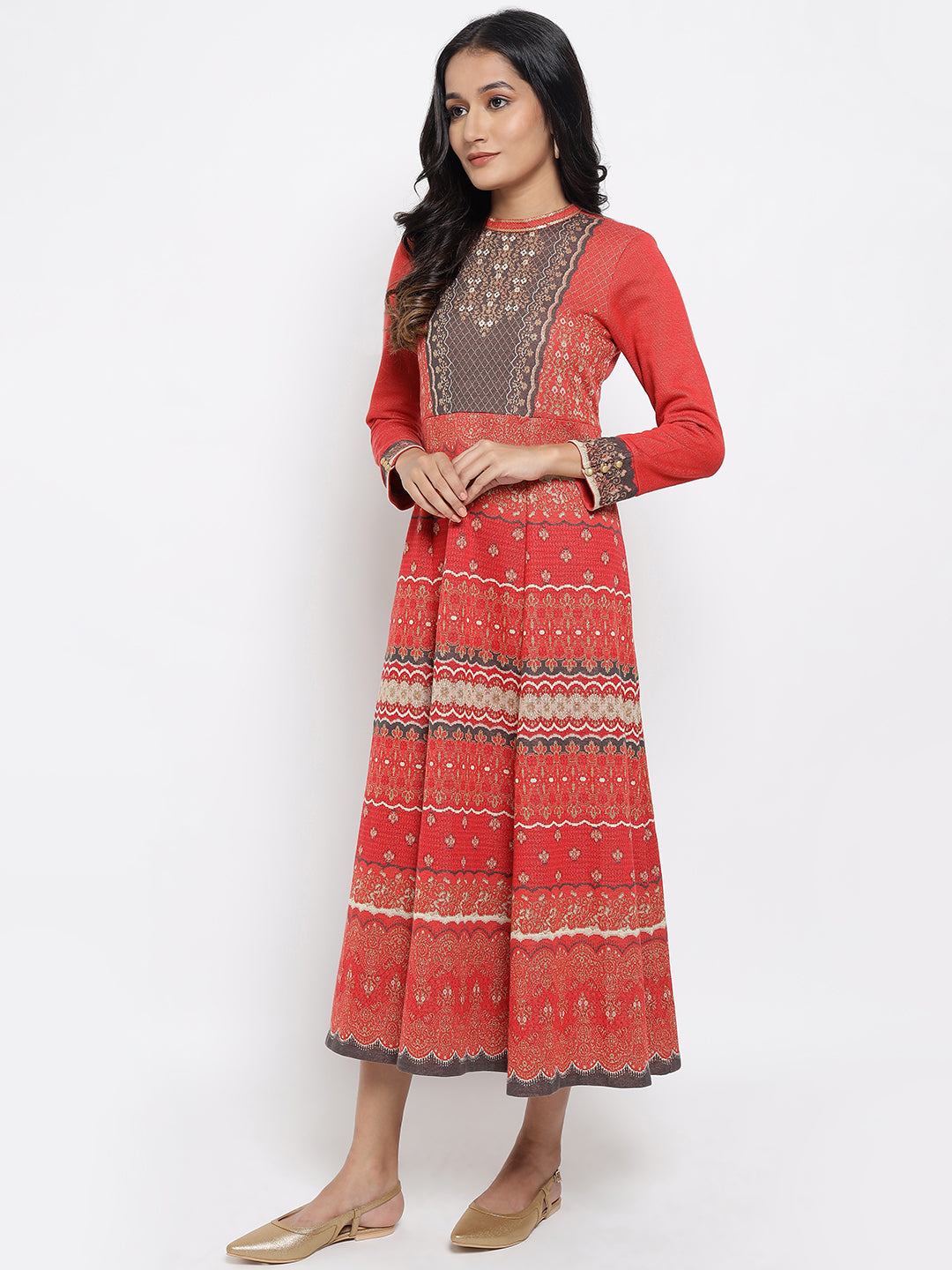 Red Jacquard Dress