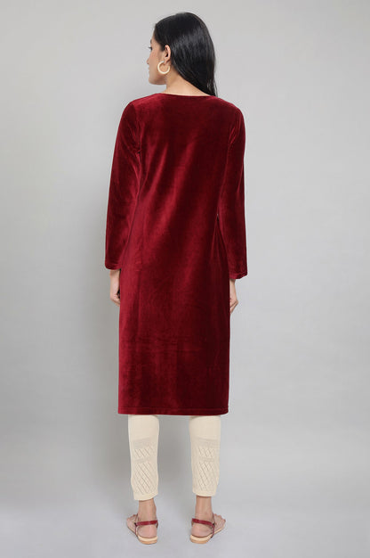 Maroon Winter kurta with Sequin