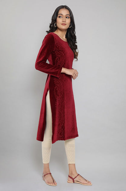 Maroon Winter kurta with Sequin